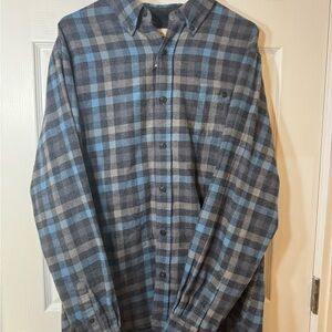 Men's Blue and Gray Plaid Shirt